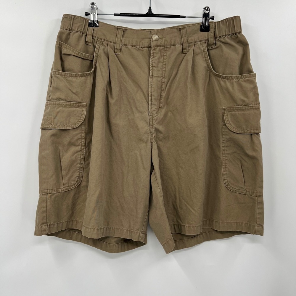 Columbia 36 Cargo Shorts Mens Brown Pleated Cotton Outdoor Utility
